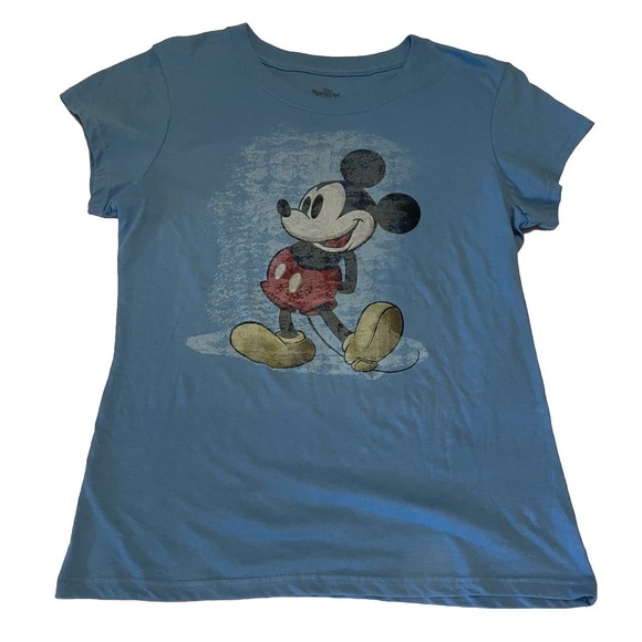 Disney Other - Walt Disney MICKEY MOUSE Tshirt Blue Junior‎ Size XXL 19 Wonderful World Disney
